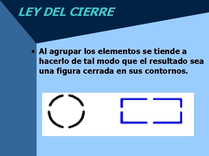 LEY DEL CIERRE • Al agrupar los elementos se tiende a hacerlo de tal LEY DEL CIERRE • Al agrupar los elementos se tiende a hacerlo de tal