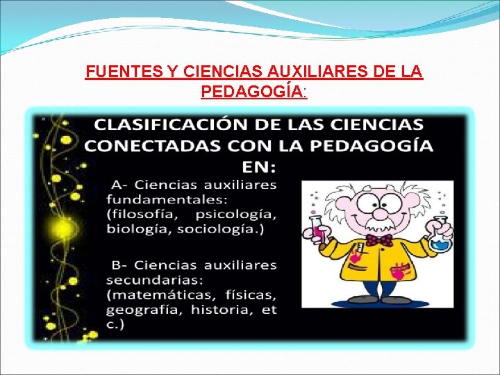 FUENTES Y CIENCIAS AUXILIARES DE LA PEDAGOGÍA: 