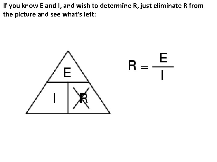 If you know E and I, and wish to determine R, just eliminate R