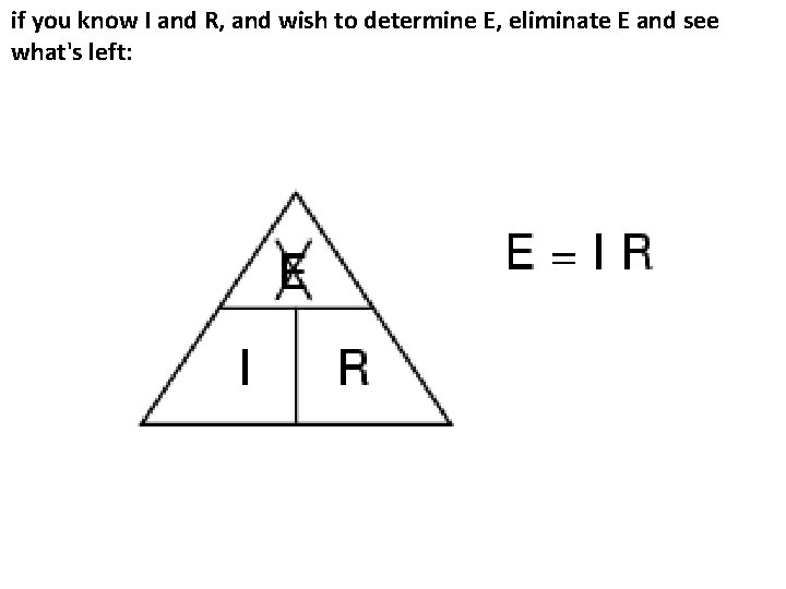 if you know I and R, and wish to determine E, eliminate E and