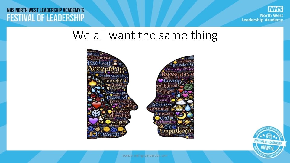 We all want the same thing www. creatingcompassion. com We all want the same thing www. creatingcompassion. com