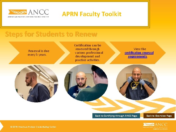 APRN Faculty Toolkit Steps for Students to Renewal is due every 5 years. Certification APRN Faculty Toolkit Steps for Students to Renewal is due every 5 years. Certification