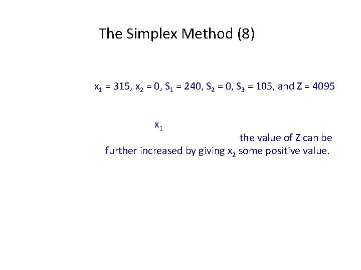 The Simplex Method (8) It is now obvious from these equations that the new