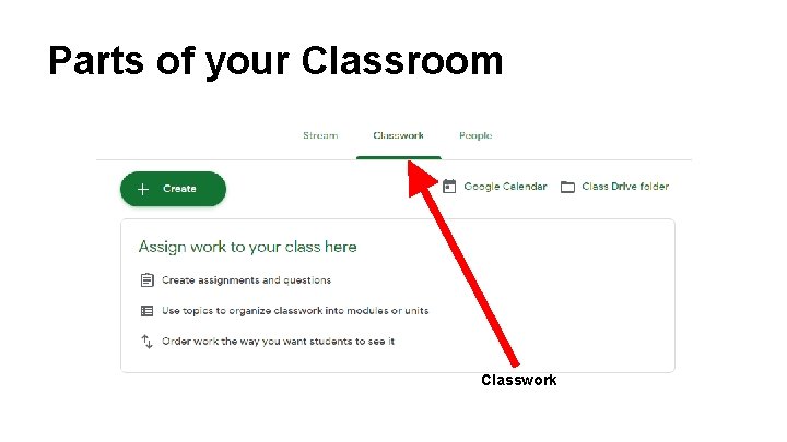 Parts of your Classroom Classwork 