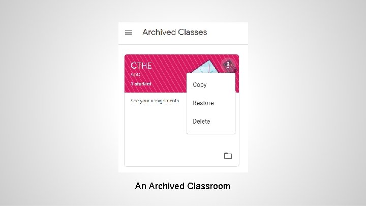 An Archived Classroom 