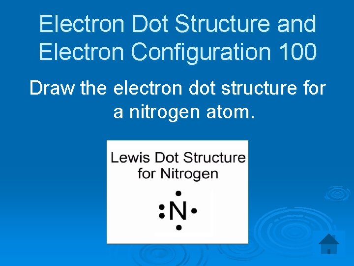 Electron Dot Structure and Electron Configuration 100 Draw the electron dot structure for a