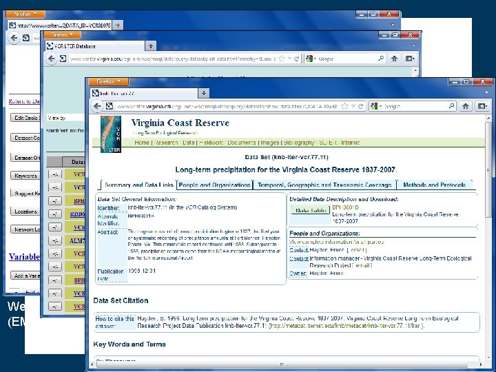 Web forms allow us to create standard “Ecological Metadata Language” (EML) data using a