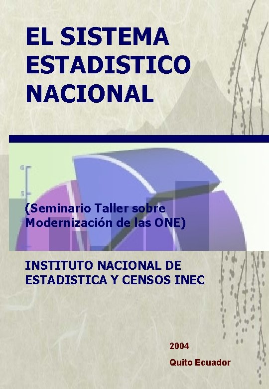 EL SISTEMA ESTADISTICO NACIONAL (Seminario Taller sobre Modernización de las ONE) INSTITUTO NACIONAL DE