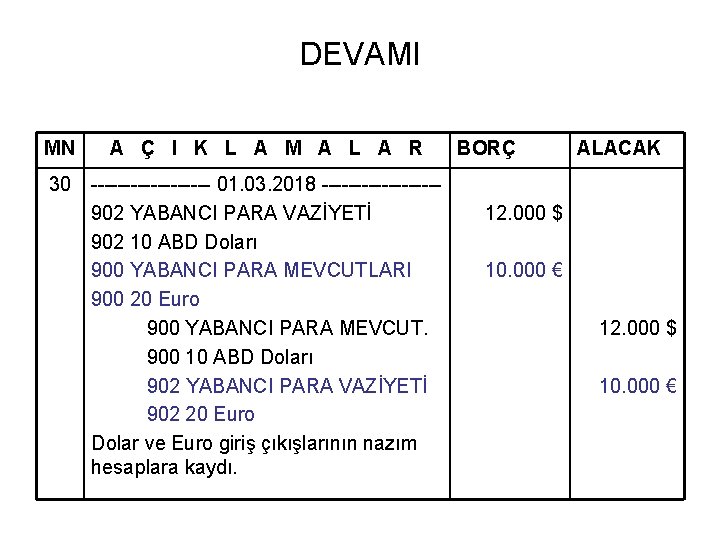 DEVAMI MN A Ç I K L A M A L A R 30