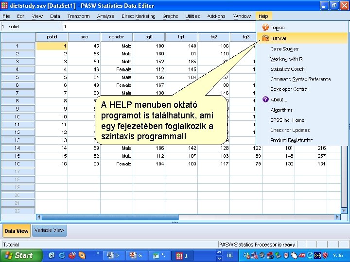 A HELP menuben oktató programot is találhatunk, ami egy fejezetében foglalkozik a szintaxis programmal!