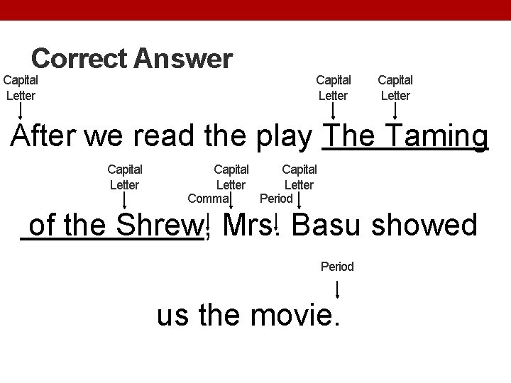 Correct Answer Capital Letter After we read the play The Taming Capital Letter Comma