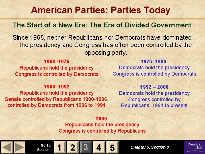American Parties: Parties Today The Start of a New Era: The Era of Divided