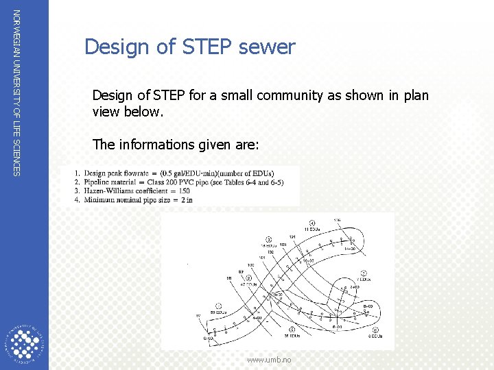 NORWEGIAN UNIVERSITY OF LIFE SCIENCES Design of STEP sewer Design of STEP for a