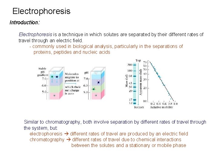 Electrophoresis Introduction: Electrophoresis is a technique in which solutes are separated by their different