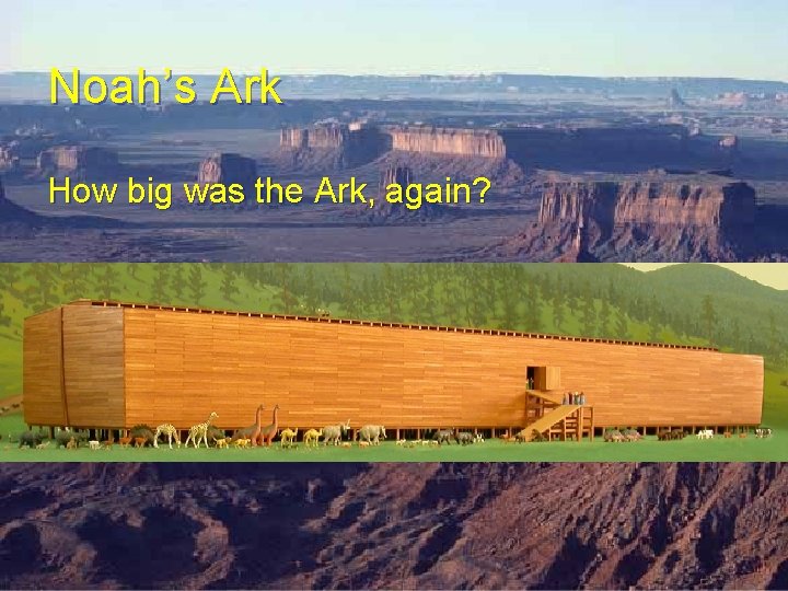 Noah’s Ark How big was the Ark, again? Noah’s Ark How big was the Ark, again?