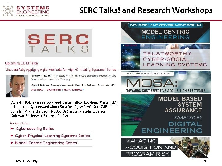 SERC Talks! and Research Workshops April 4 | Robin Yeman, Lockheed Martin Fellow, Lockheed