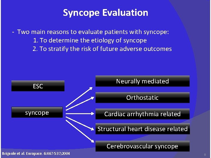 Syncope Evaluation - Two main reasons to evaluate patients with syncope: 1. To determine