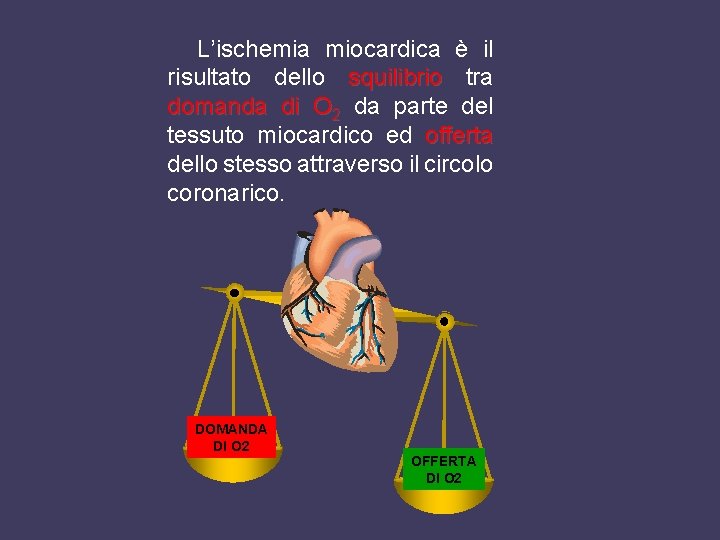 L’ischemia miocardica è il risultato dello squilibrio tra domanda di O 2 da parte