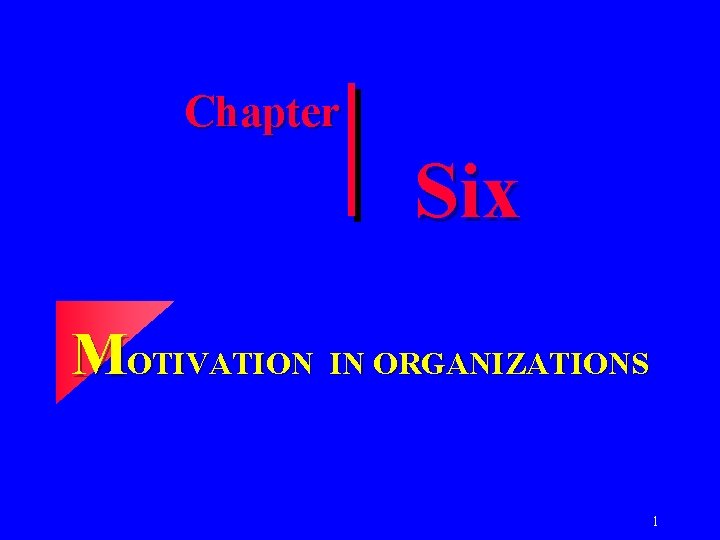 Chapter Six MOTIVATION IN ORGANIZATIONS 1 