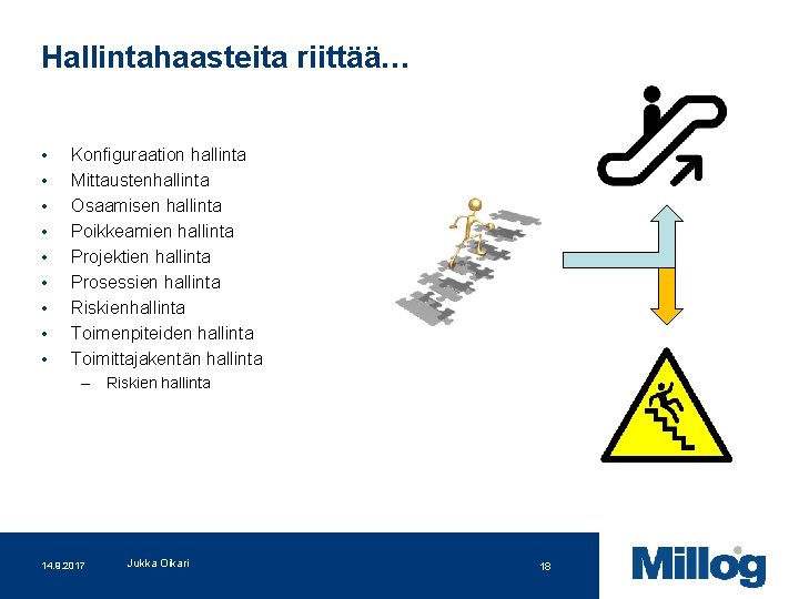 Hallintahaasteita riittää… • • • Konfiguraation hallinta Mittaustenhallinta Osaamisen hallinta Poikkeamien hallinta Projektien hallinta
