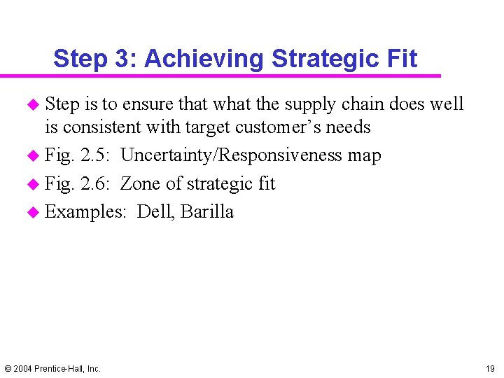 Step 3: Achieving Strategic Fit u Step is to ensure that what the supply