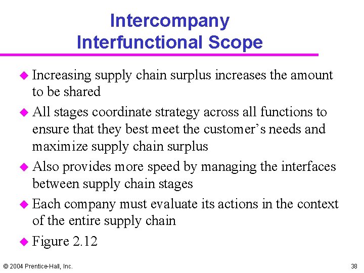 Intercompany Interfunctional Scope u Increasing supply chain surplus increases the amount to be shared