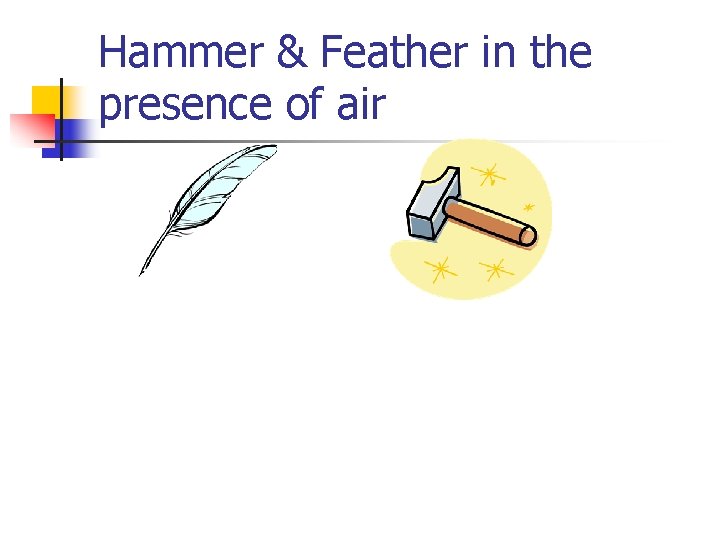 Hammer & Feather in the presence of air 