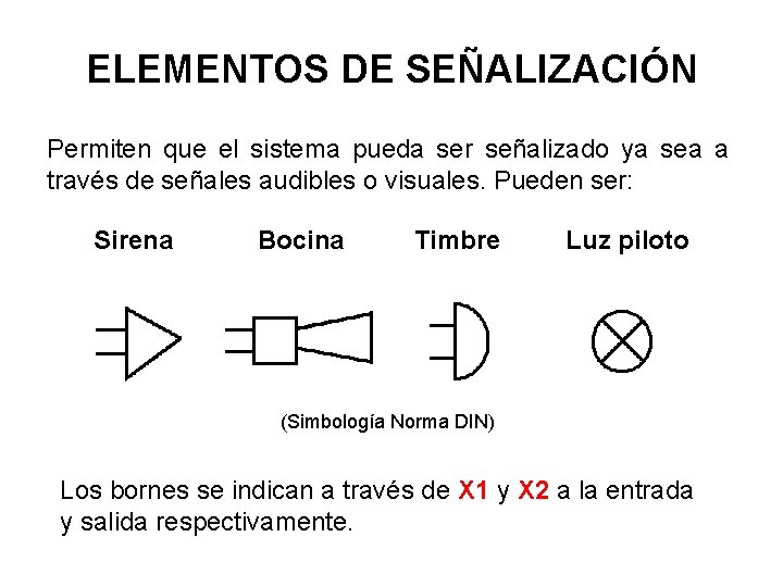ELEMENTOS DE SEÑALIZACIÓN Permiten que el sistema pueda ser señalizado ya sea a través