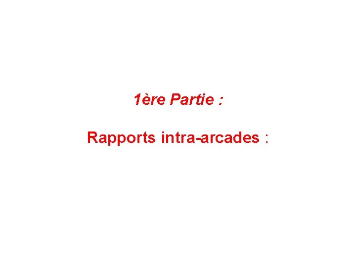 1ère Partie : Rapports intra-arcades : 