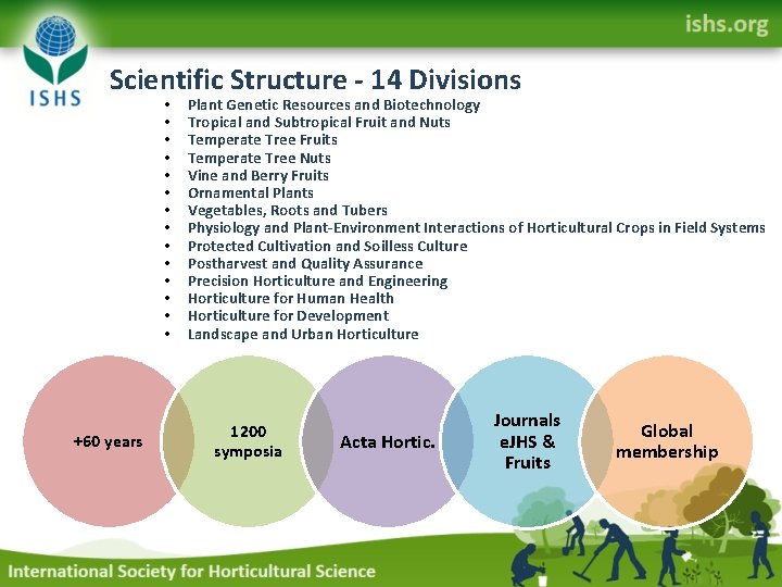 Scientific Structure - 14 Divisions • • • • +60 years Plant Genetic Resources