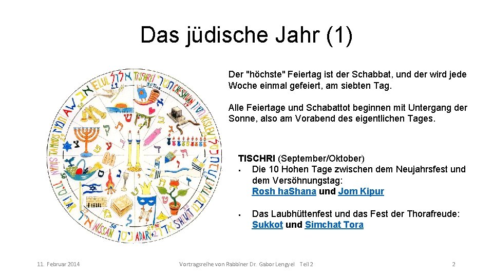 Das jüdische Jahr (1) Der "höchste" Feiertag ist der Schabbat, und der wird jede