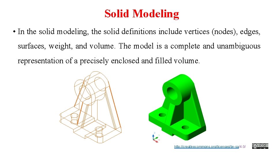Solid Modeling • In the solid modeling, the solid definitions include vertices (nodes), edges,