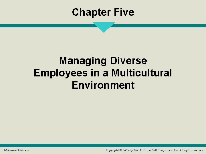 Chapter Five Managing Diverse Employees in a Multicultural Environment Mc. Graw-Hill/Irwin Copyright © 2009