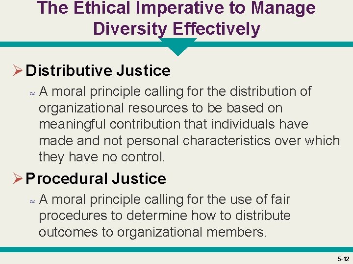 The Ethical Imperative to Manage Diversity Effectively Ø Distributive Justice ≈ A moral principle