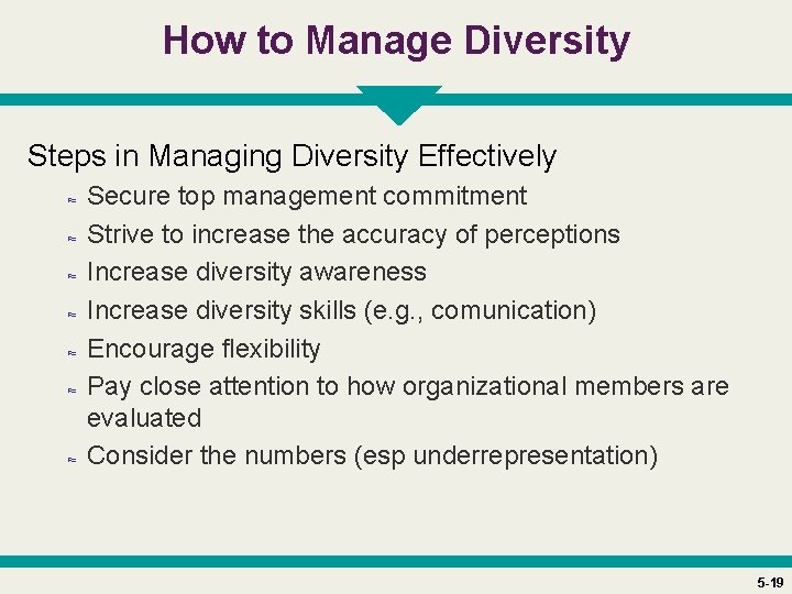 How to Manage Diversity Steps in Managing Diversity Effectively Secure top management commitment Strive