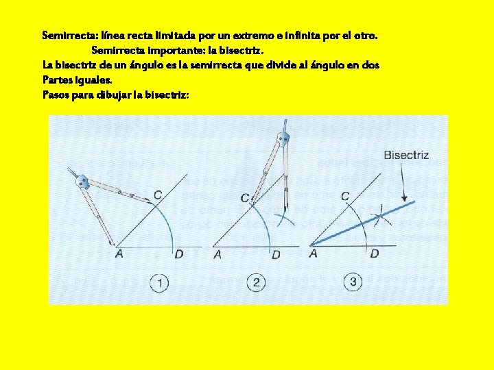 Semirrecta: línea recta limitada por un extremo e infinita por el otro. Semirrecta importante:
