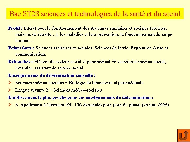 Bac ST 2 S sciences et technologies de la santé et du social Profil