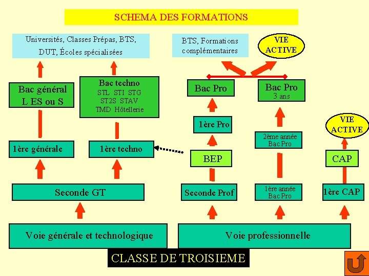 SCHEMA DES FORMATIONS Universités, Classes Prépas, BTS, DUT, Écoles spécialisées Bac général L ES