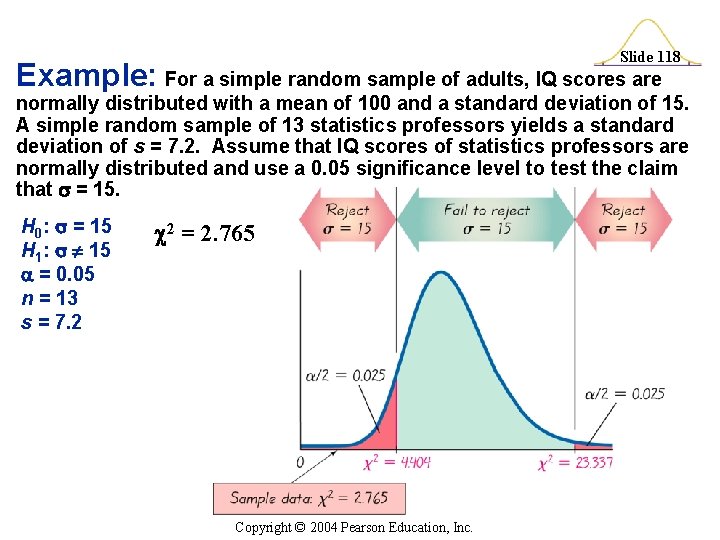 Slide 118 Example: For a simple random sample of adults, IQ scores are normally