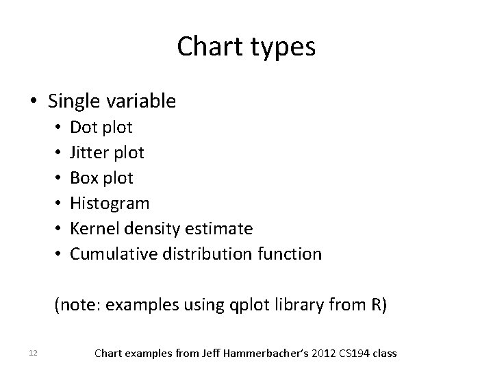 Chart types • Single variable • • • Dot plot Jitter plot Box plot Chart types • Single variable • • • Dot plot Jitter plot Box plot