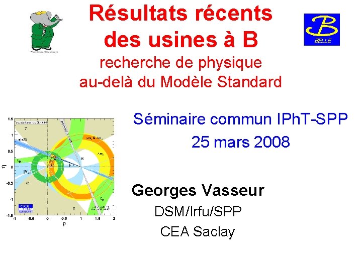 Résultats récents des usines à B recherche de physique au-delà du Modèle Standard Séminaire