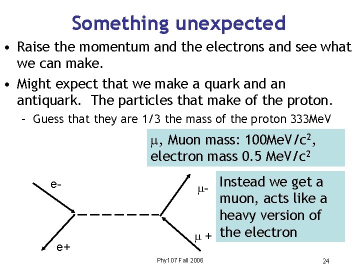 Something unexpected • Raise the momentum and the electrons and see what we can