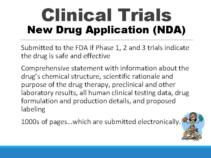 Clinical Trials New Drug Application (NDA) Submitted to the FDA if Phase 1, 2