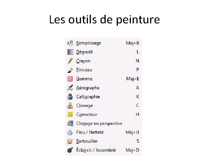 Les outils de peinture 