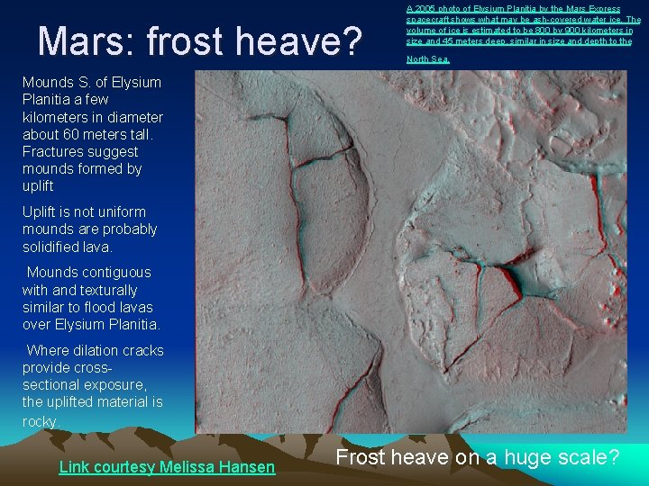 Mars: frost heave? A 2005 photo of Elysium Planitia by the Mars Express spacecraft