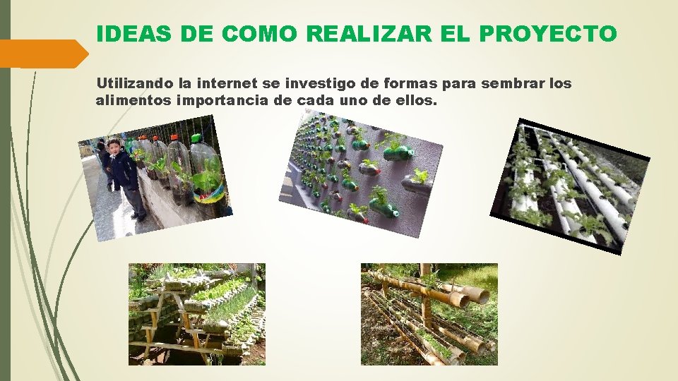 IDEAS DE COMO REALIZAR EL PROYECTO Utilizando la internet se investigo de formas para