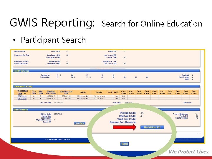 GWIS Reporting: • Participant Search for Online Education GWIS Reporting: • Participant Search for Online Education