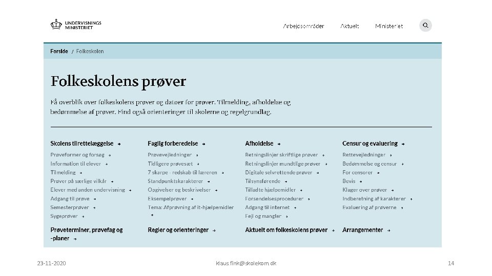 23 -11 -2020 klaus. fink@skolekom. dk 14 