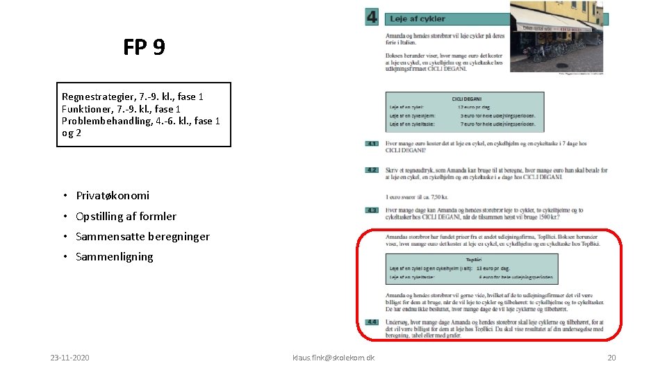 FP 9 Regnestrategier, 7. -9. kl. , fase 1 Funktioner, 7. -9. kl. ,