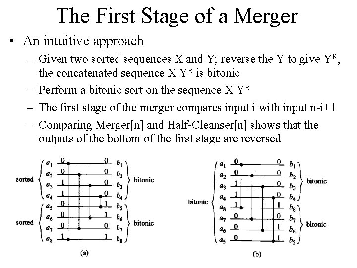 The First Stage of a Merger • An intuitive approach – Given two sorted